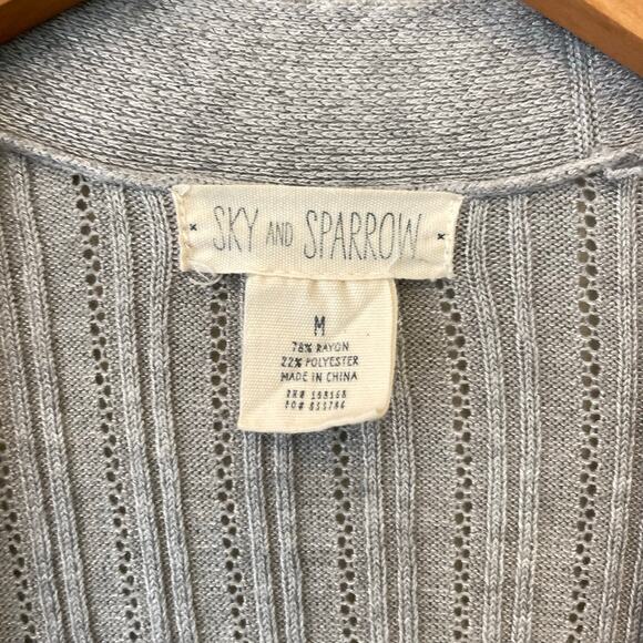 Sky and Sparrow Long Ribbed Duster Cardigan Sweater Medium Lightweight Casual - Picture 2 of 9